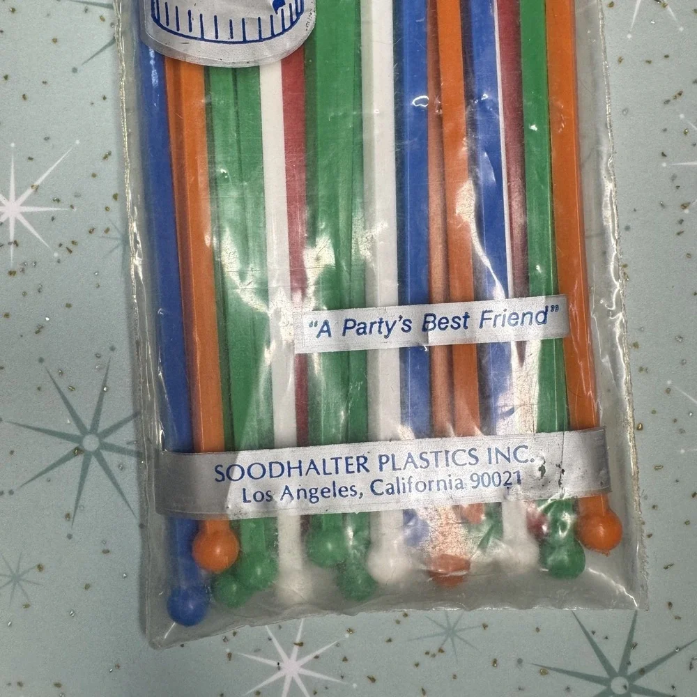 VINTAGE 1950s SOODHALTER 22 Stir Stix Cocktail Coffee Sticks Stirrers NOS Sealed
